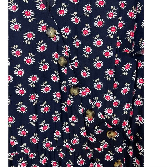 NWT Lane Bryant asymmetrical button front midi / maxi dress navy/coral/white 14 - Picture 4 of 16